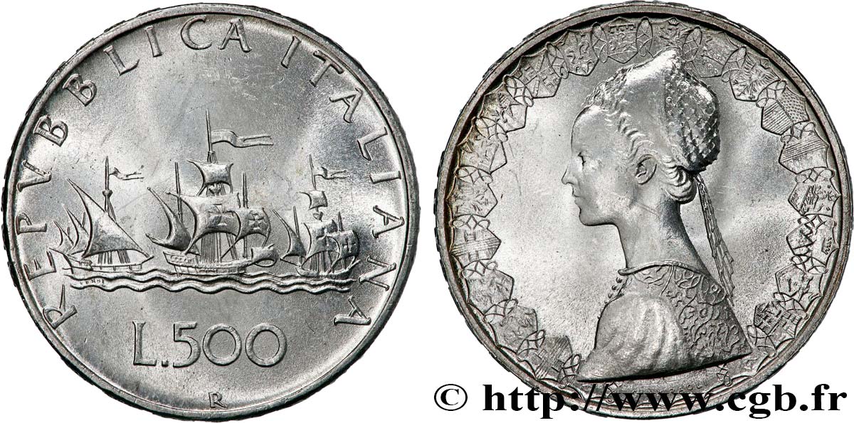 ITALIE 500 Lire “caravelles” 1967 Rome - R SPL 