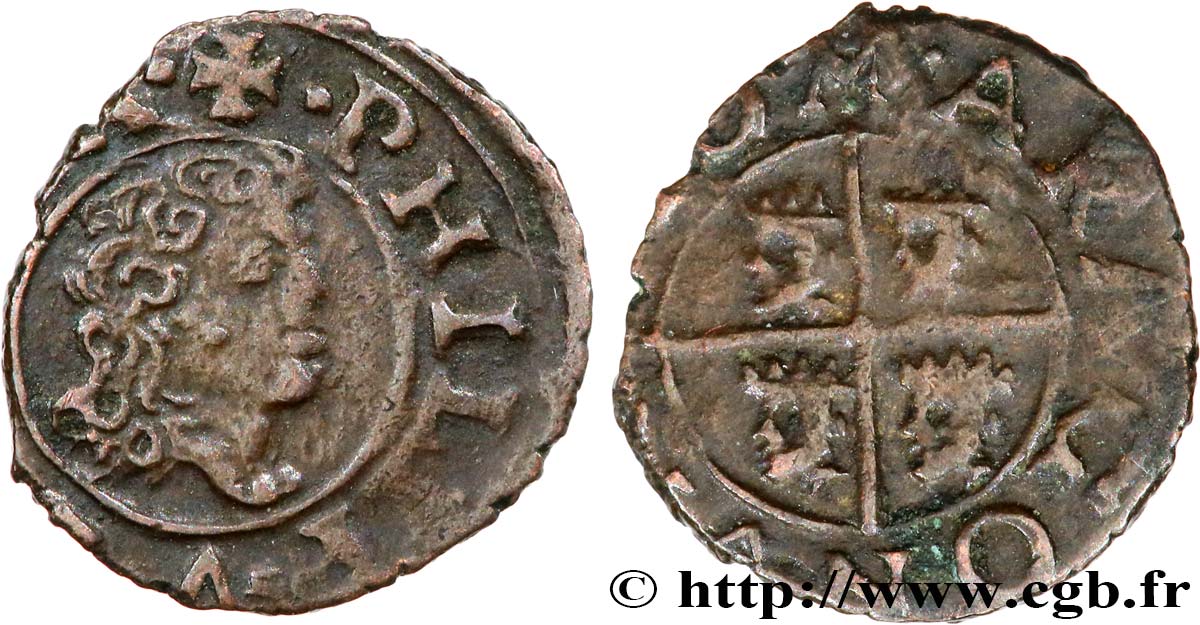 ESPAGNE - ROYAUME D ARAGON 1 Dinero Philippe V SD (1710-1719) Saragosse TB 