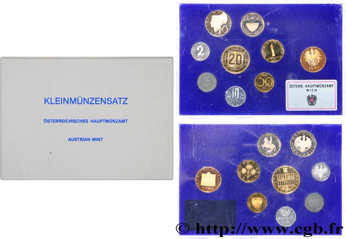 AUSTRIA Série Proof 8 Monnaies 1981 Vienne MS 