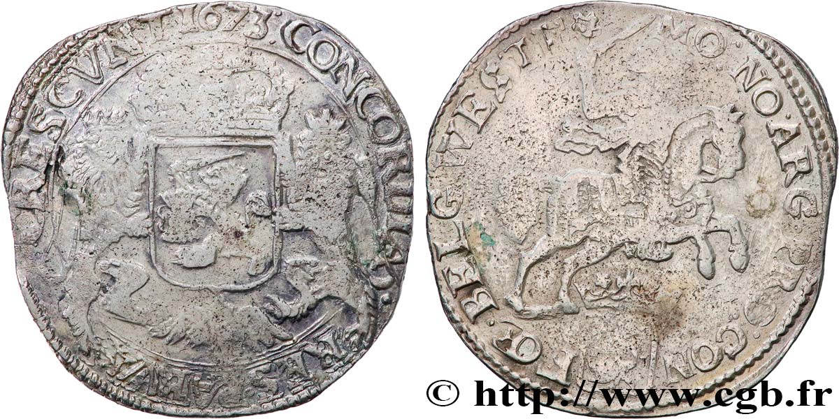 PAYS-BAS - PROVINCES-UNIES - FRISE OCCIDENTALE Ducaton au cavalier 1673  TB+ 