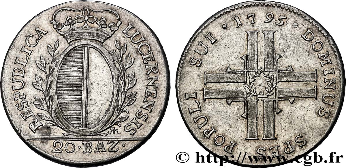 SUISSE - CANTON DE LUCERNE 20 Batzen (1/5 Thaler) 1795 Lucerne TTB 