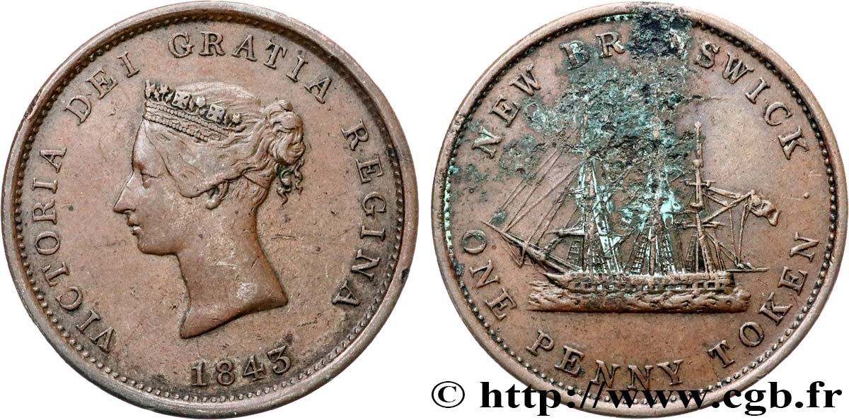 CANADá
 1 Penny Token NEW BRUNSWICK 1843  BC+ 
