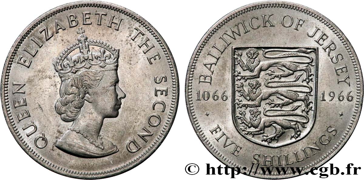JERSEY 5 Shilling 1966  SUP 