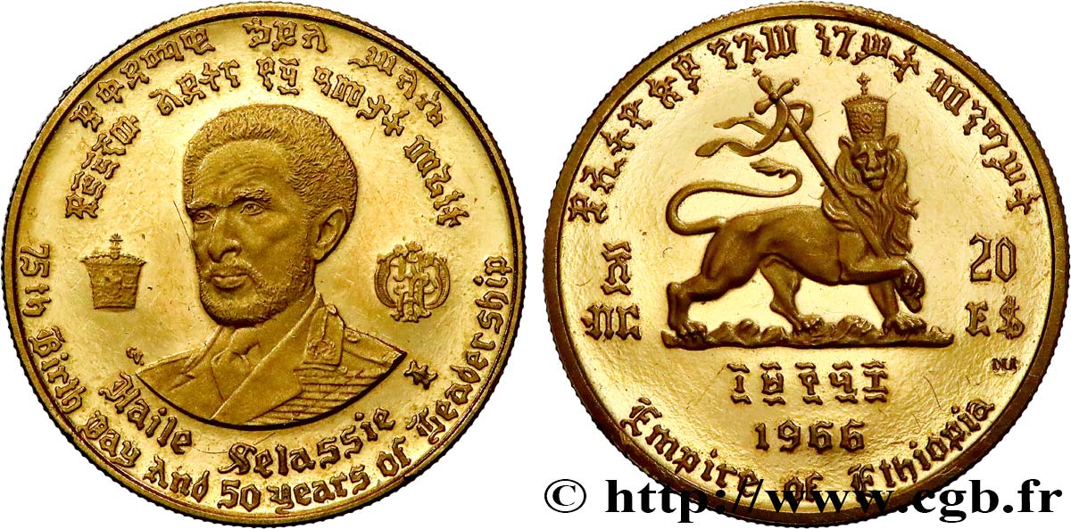 ETHIOPIA 20 Dollars empereur Hailé Sélassié 1966  MS 