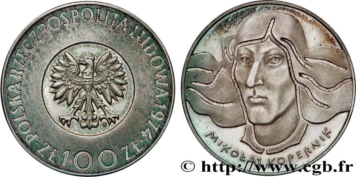 POLEN 100 Zlotych Proof Nicolas Copernic 1974 Varsovie VZ 