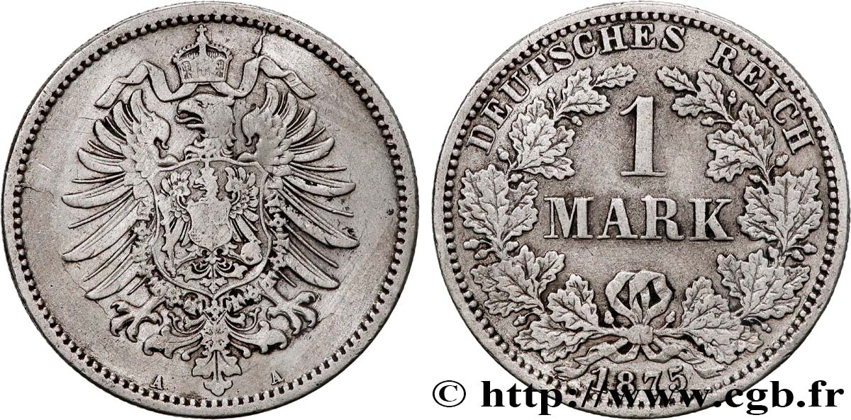 ALEMANIA 1 Mark Empire aigle impérial 1875 Berlin BC+ 