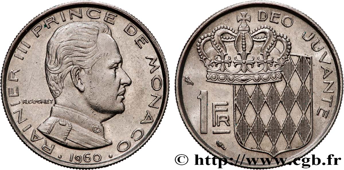 MONACO 1 Franc Rainier III 1960 Paris AU 