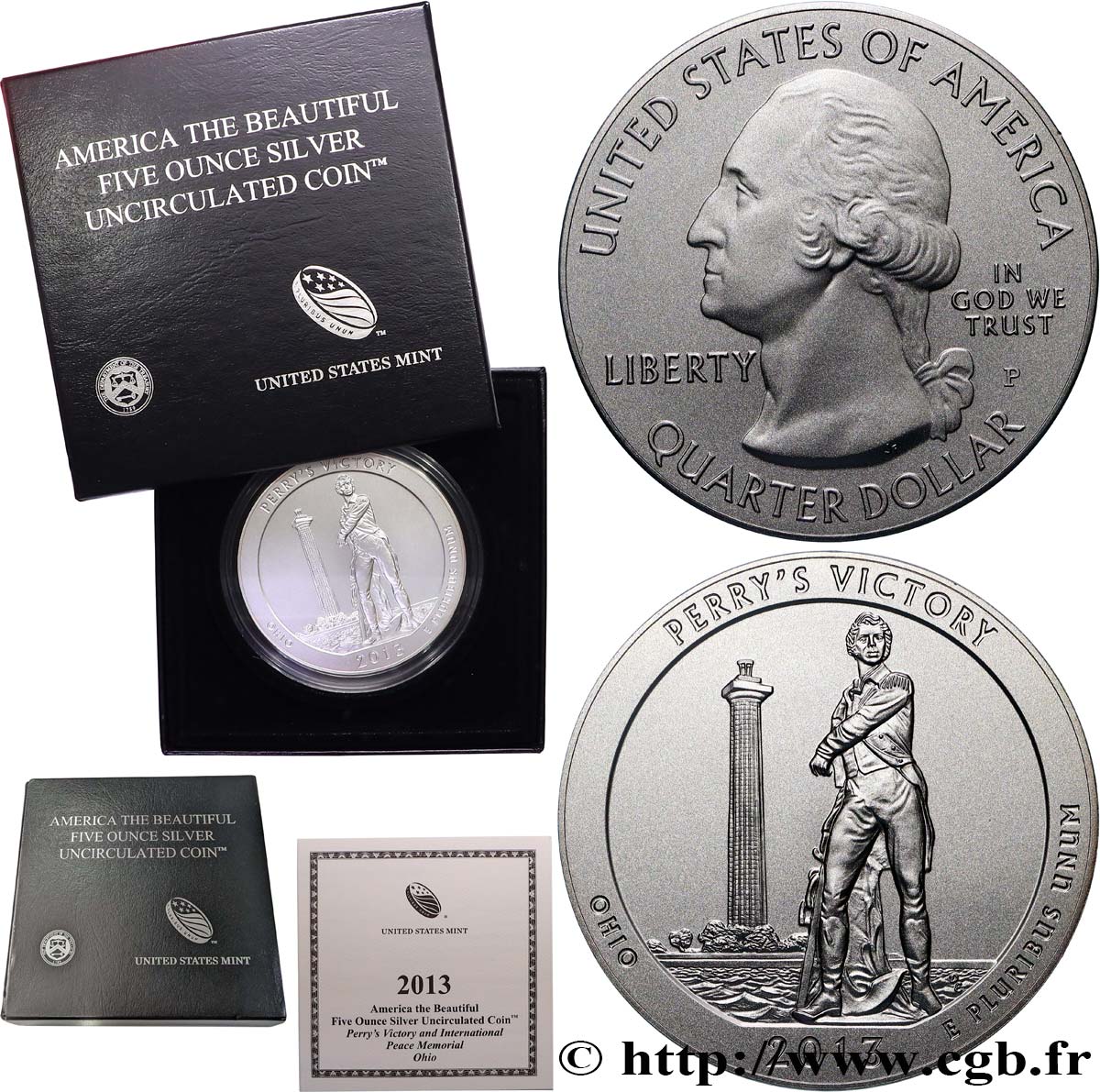 UNITED STATES OF AMERICA 25 cent - 5 onces d’argent FDC - PERRY’S VICTORY - Ohio 2013 Philadelphie MS 