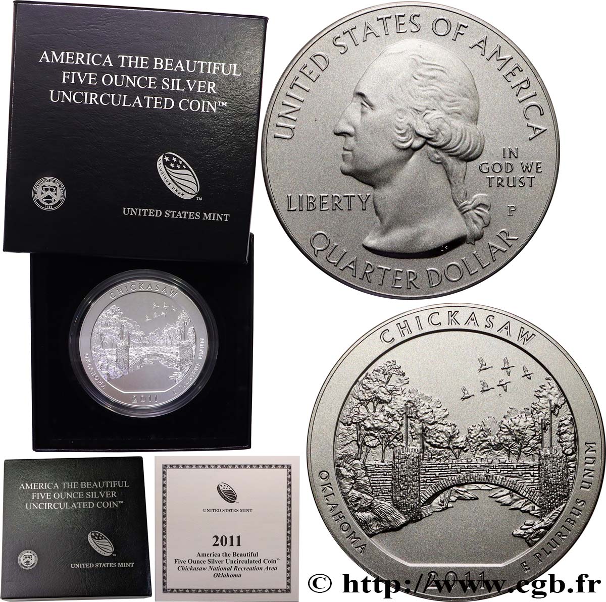 VEREINIGTE STAATEN VON AMERIKA 25 cent - 5 onces d’argent FDC - CHICKASAW - Oklahoma 2011 Philadelphie ST 