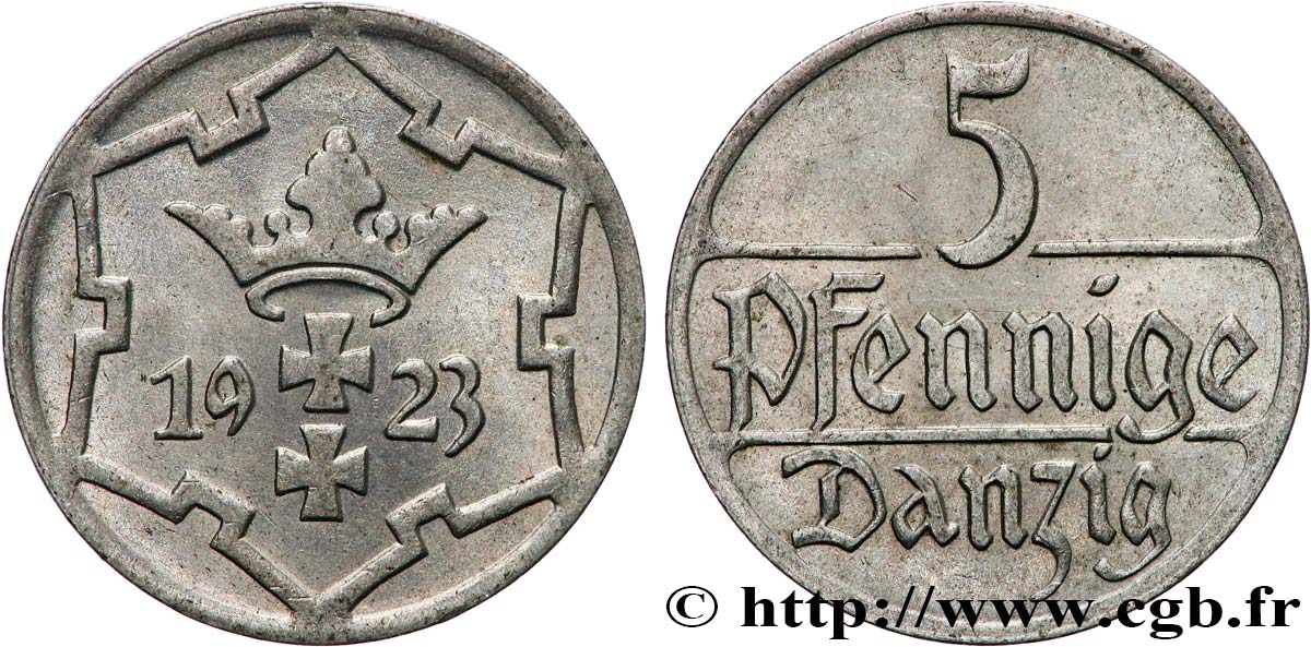 DANZIG (Free City of) 5 Pfennig 1923  XF 