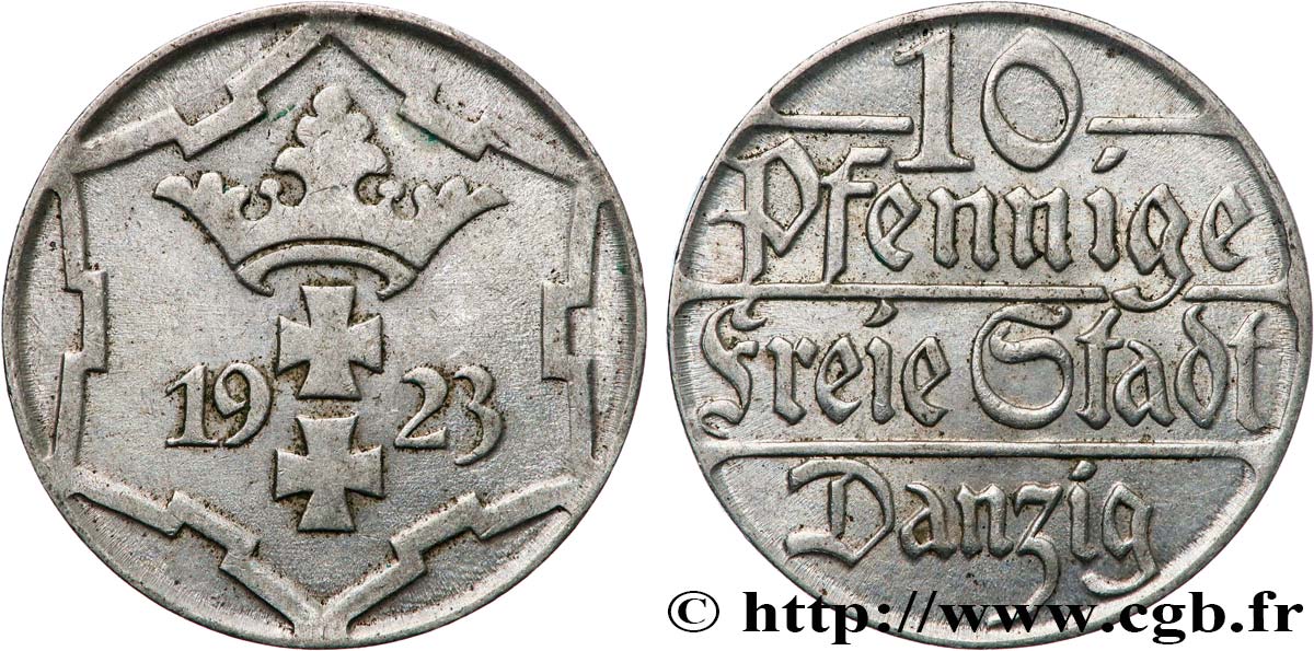 DANZIG (Free City of) 10 Pfennig 1923  XF 