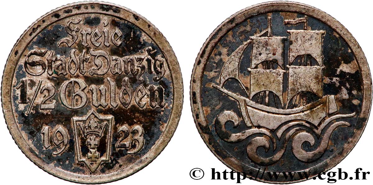 DANTZIG - VILLE LIBRE DE DANTZIG 1/2 Gulden 1923  TTB+ 