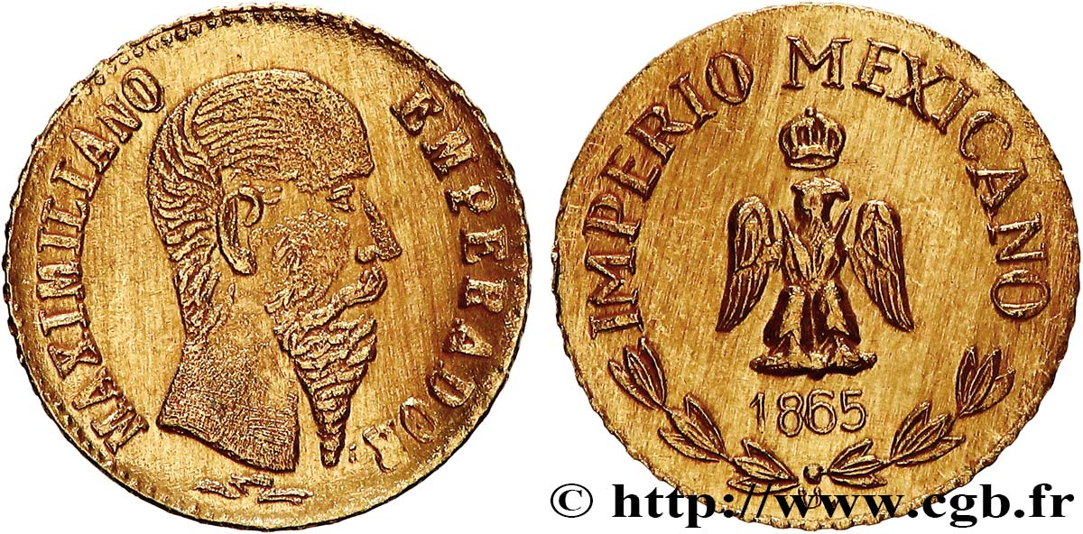 MEXIQUE Peso or fantaisie Maximilien (1865)  SUP 