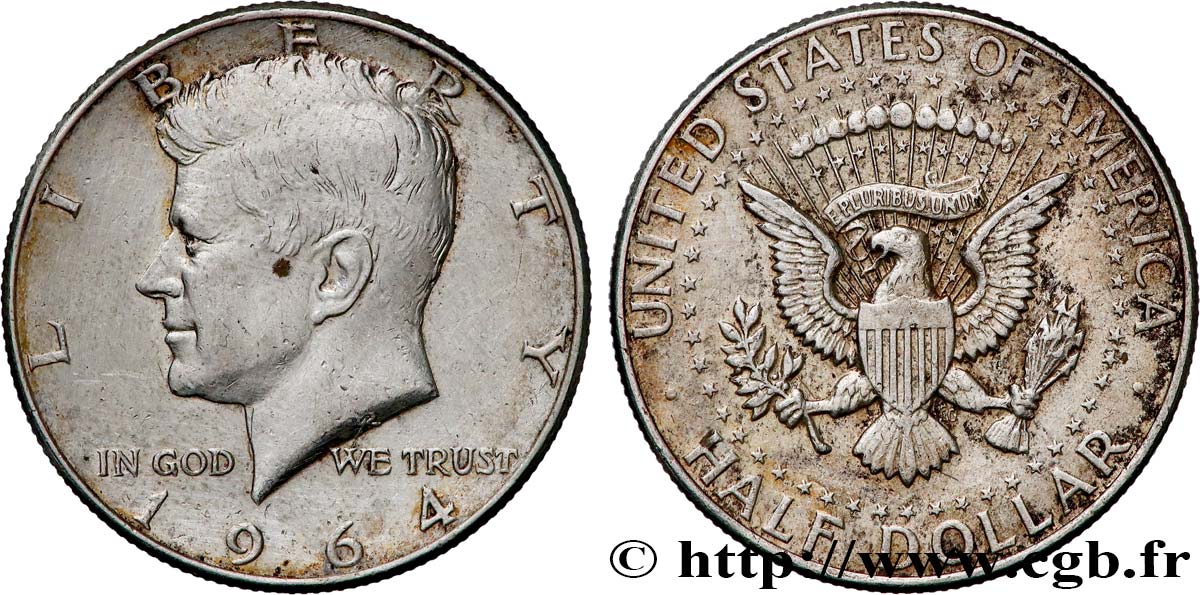 ÉTATS-UNIS D AMÉRIQUE 1/2 Dollar Kennedy 1964 Philadelphie SUP 