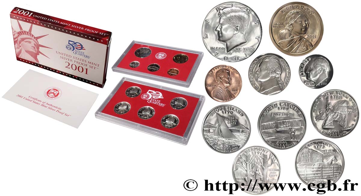 VEREINIGTE STAATEN VON AMERIKA Série Silver Proof 10 Monnaies 2001 S- San Francisco ST 