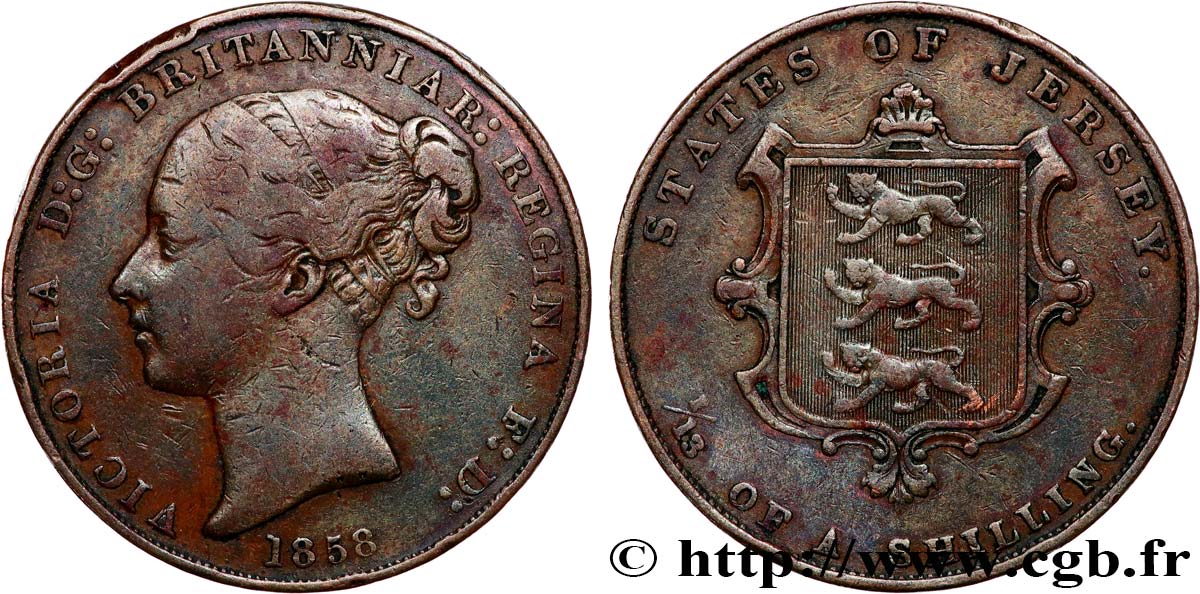 ISLA DE JERSEY 1/13 Shilling Victoria 1858  BC+ 