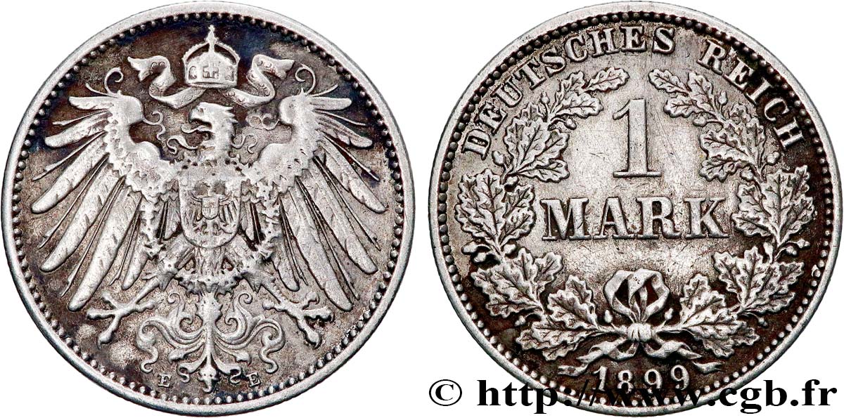 ALEMANIA 1 Mark Empire aigle impérial 2e type 1899 Müldenhutten - E MBC 