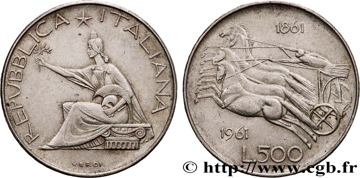 ITALIE 500 Lire Centenaire de l’Unité Italienne 1961 Rome TTB 