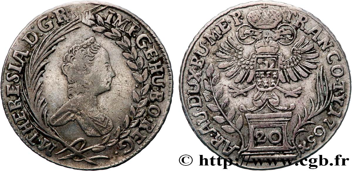 AUTRICHE 20 Kreuzer Marie-Thérèse 1765 Vienne TB+ 