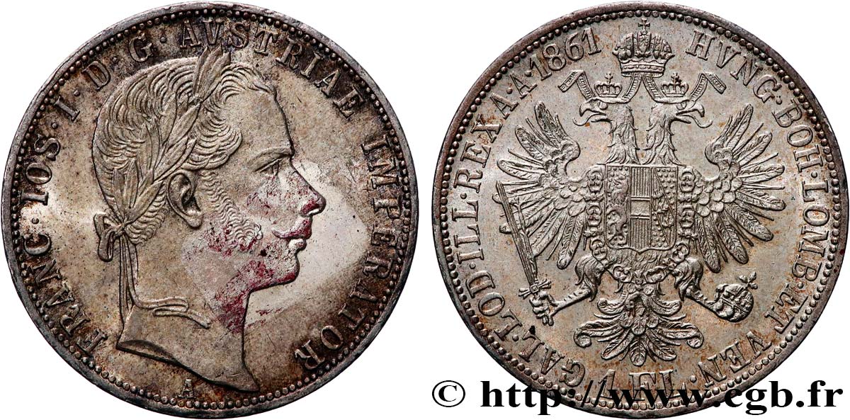 AUTRICHE 1 Florin François-Joseph Ier 1861 Vienne TTB+/SUP 