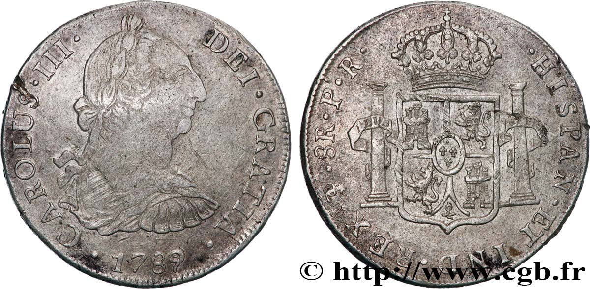 BOLIVIEN 8 Reales Charles IV d’Espagne 1789 Potosi SS 