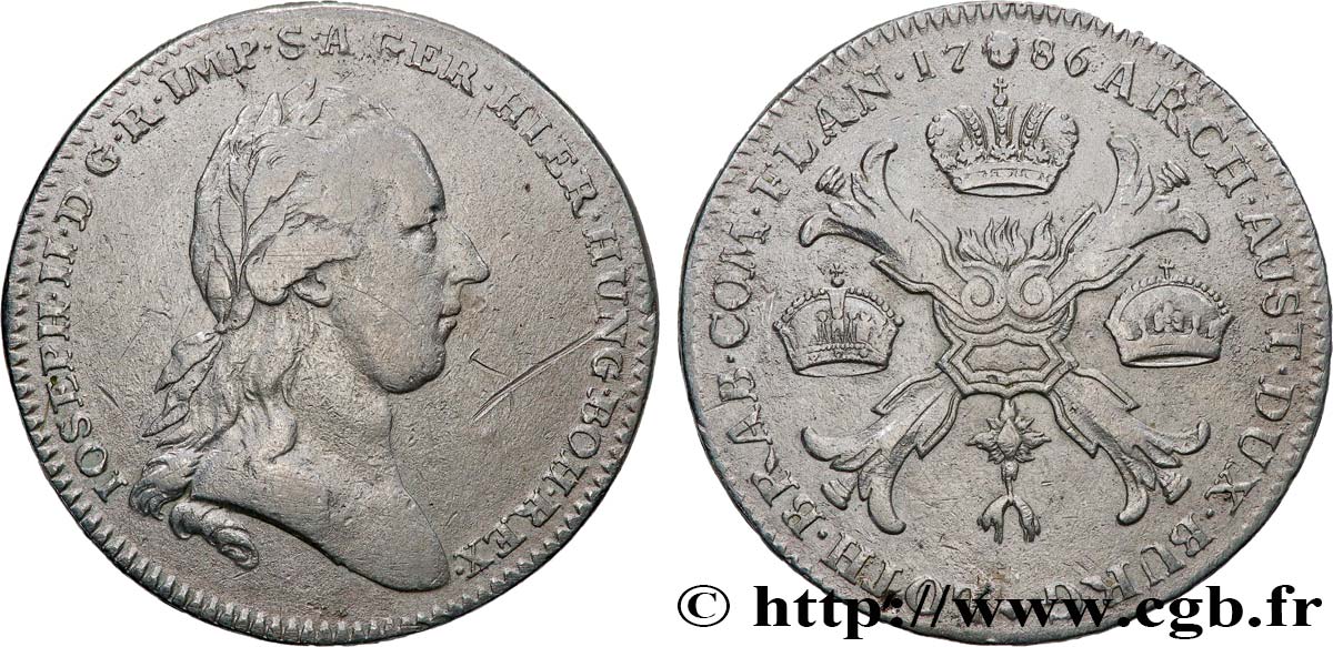 BÉLGICA - PAíSES BAJOS AUSTRíACOS 1 Kronenthaler Joseph II  1786 Bruxelles BC+ 