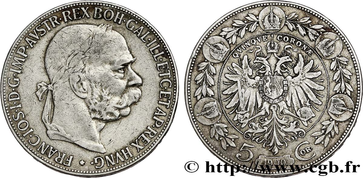 AUSTRIA 5 Corona François-Joseph Ier 1900  BC+ 