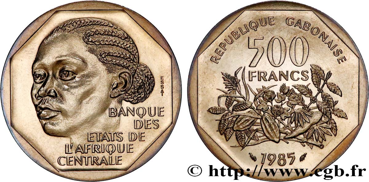 GABóN Essai de 500 Francs femme africaine 1985 Paris SC 