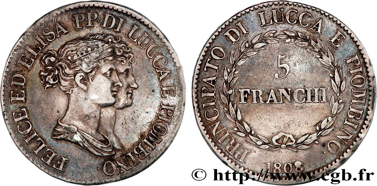 ITALY - LUCCA AND PIOMBINO 5 Franchi Elise et Félix Baciocchi 1808 Florence XF 