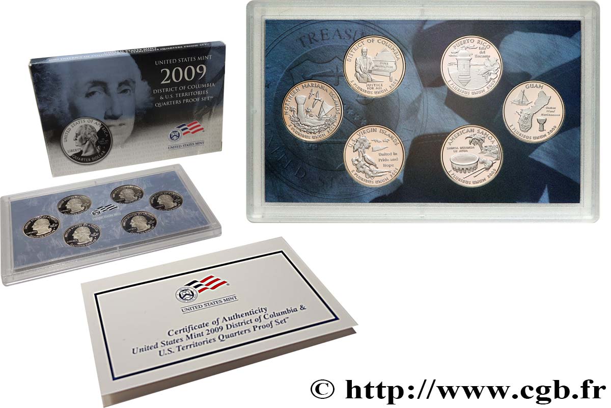 VEREINIGTE STAATEN VON AMERIKA 50 STATE QUARTERS - PROOF SET - 6 monnaies 2009 S- San Francisco ST 