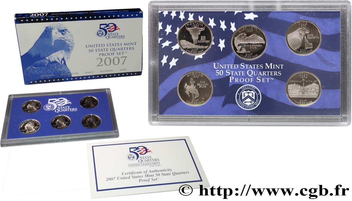 ESTADOS UNIDOS DE AMÉRICA 50 STATE QUARTERS - PROOF SET - 5 monnaies 2007 S- San Francisco FDC 