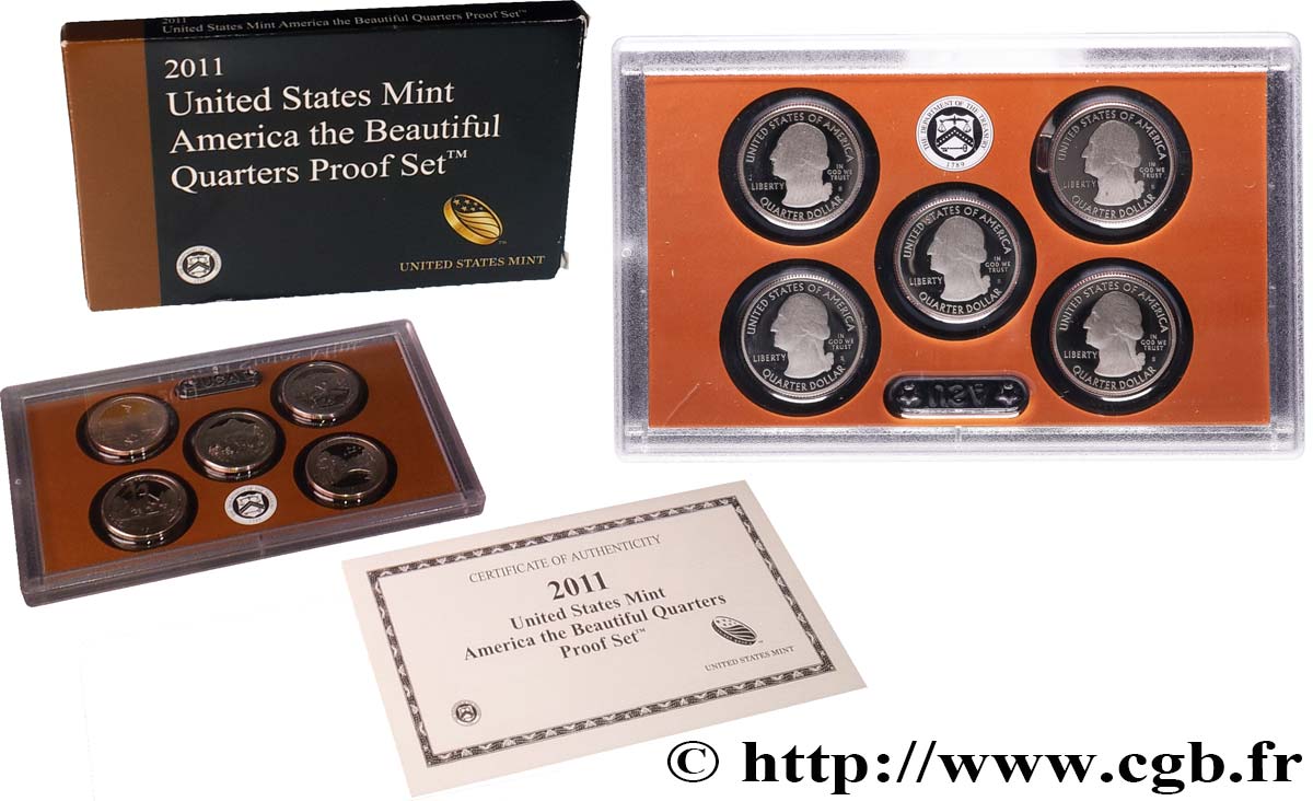 UNITED STATES OF AMERICA AMERICAN THE BEAUTIFUL - QUARTERS PROOF SET - 5 monnaies 2011 S- San Francisco MS 