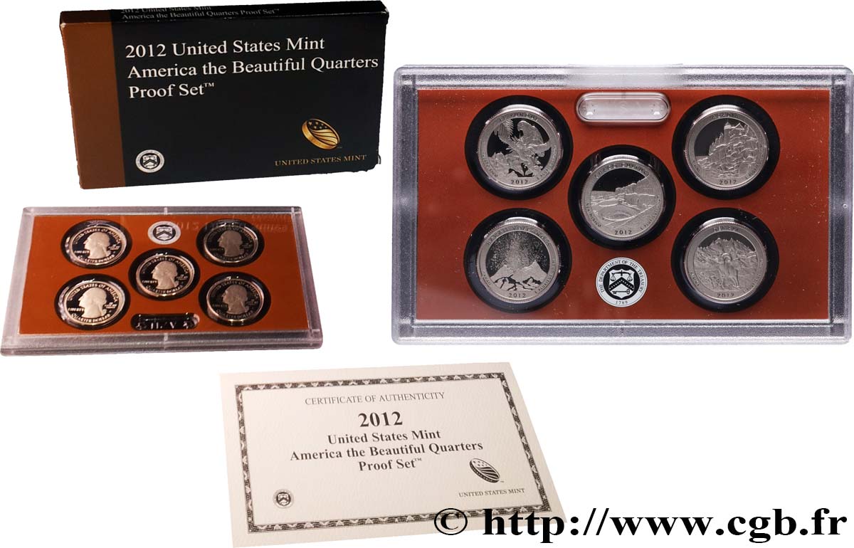 ÉTATS-UNIS D AMÉRIQUE AMERICAN THE BEAUTIFUL - QUARTERS PROOF SET - 5 monnaies 2012 S- San Francisco FDC 