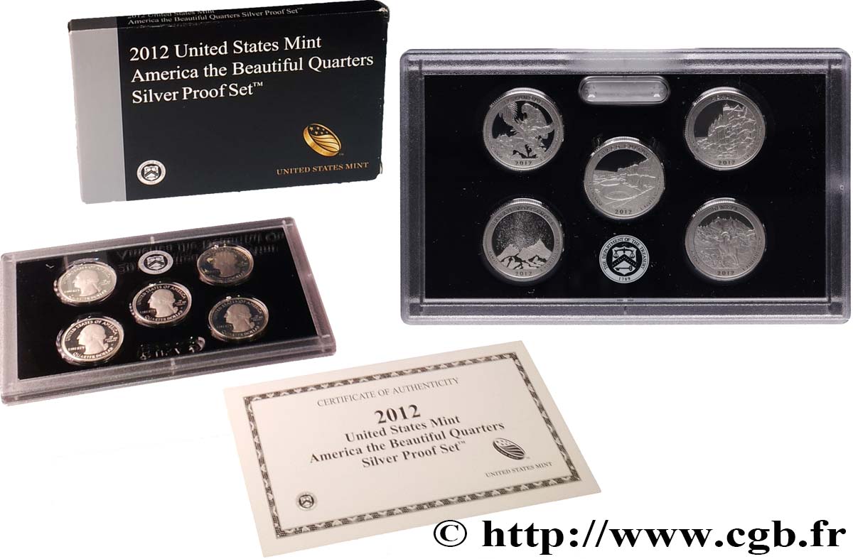 VEREINIGTE STAATEN VON AMERIKA AMERICAN THE BEAUTIFUL - QUARTERS SILVER PROOF SET - 5 monnaies 2012 S- San Francisco ST 