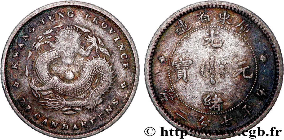 REPUBBLICA POPOLARE CINESE 10 Cents province de Guangdong - Dragon 1890-1908 Guangzhou (Canton) q.BB 