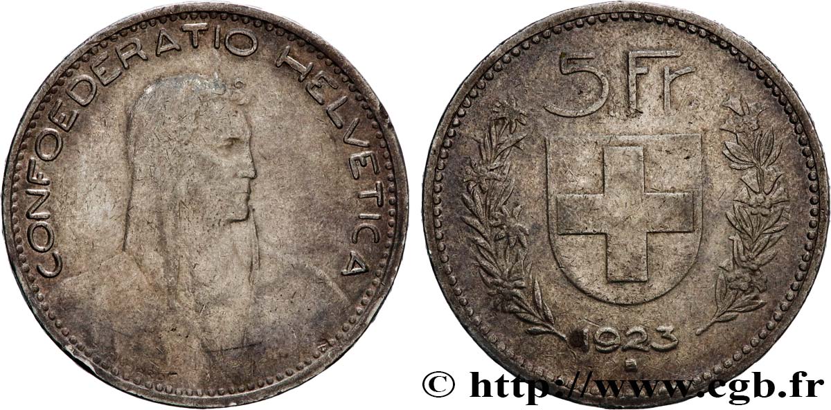 SUISSE 5 Francs Berger 1923 Berne TB+ 