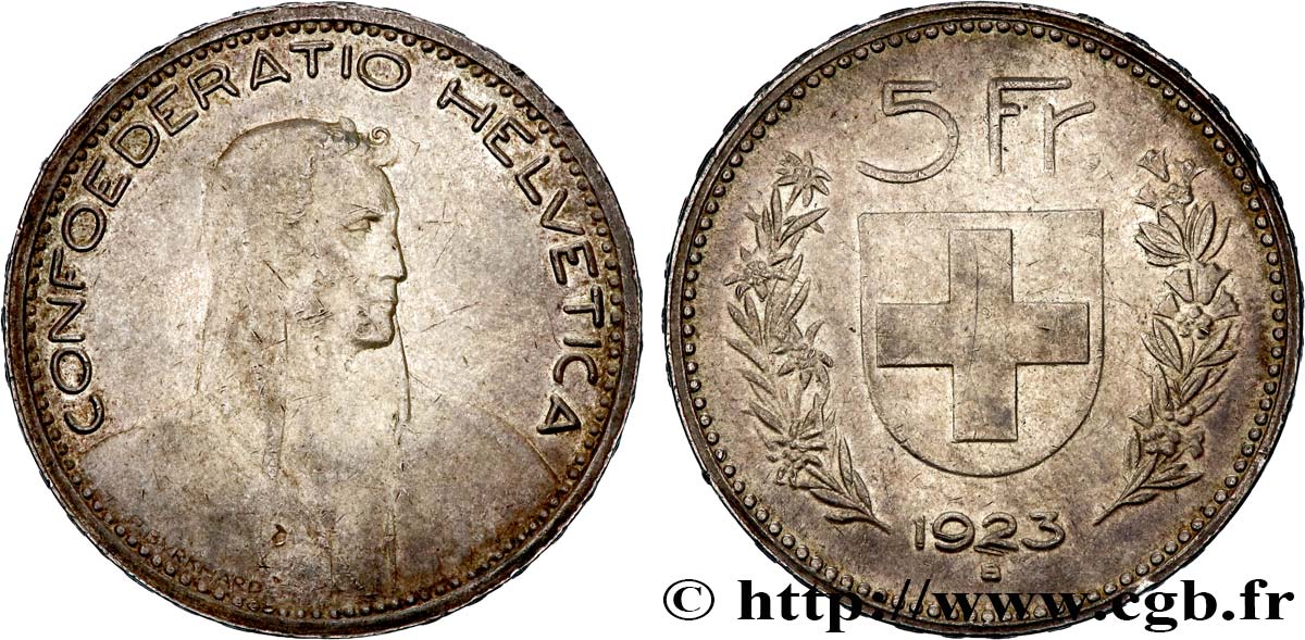 SVIZZERA  5 Francs Berger 1923 Berne BB 