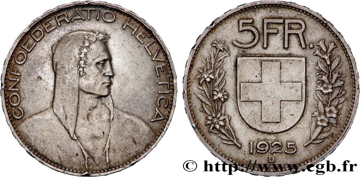 SCHWEIZ 5 Francs berger 1925 Berne SS 