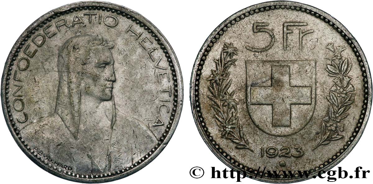 SUISSE 5 Francs Berger 1923 Berne TB 