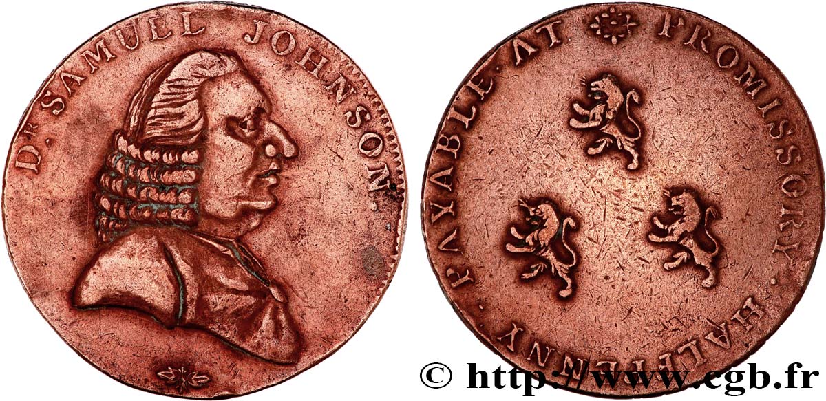 BRITISH TOKENS 1/2 Penny (Warwickshire) Samuel Johnson n.d.  XF 