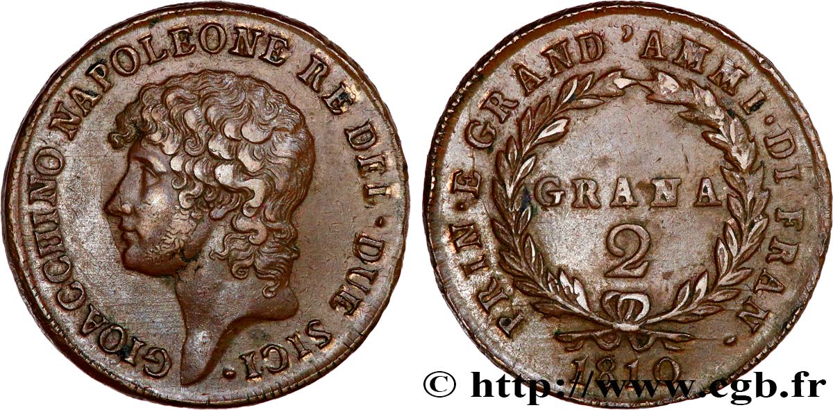 ITALY - KINGDOM OF THE TWO SICILIES 2 Grana Joachim Murat 1810  AU 