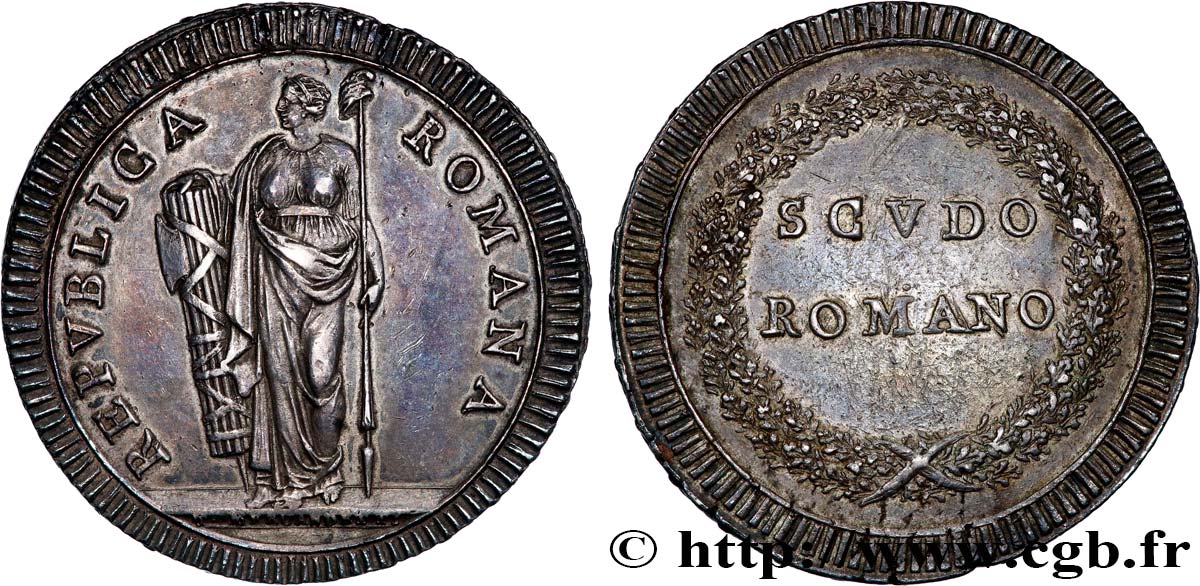 ITALY - FIRST ROMAN REPUBLIC Scudo  n.d. Rome AU 