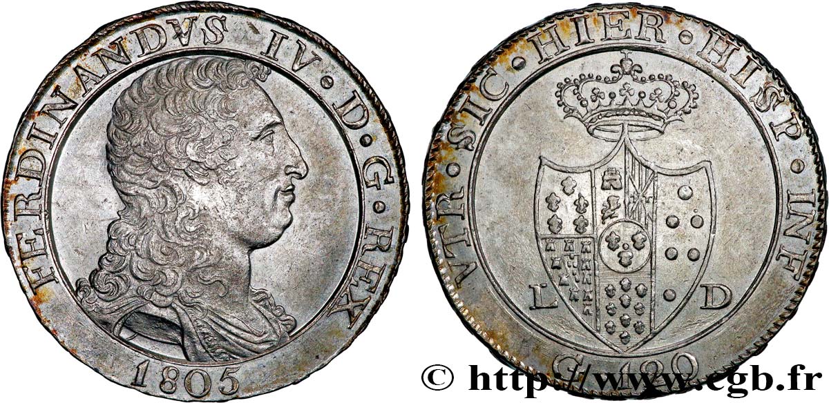 ITALIA - REGNO DI NAPOLI 1 Piastre de 120 Grana 1805  SPL 