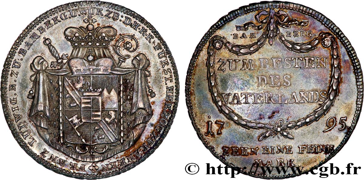 GERMANY - BAMBERG 1 Thaler Évéché de Bamberg frappe au nom de Franz Ludwig von Erthal 1795  XF 