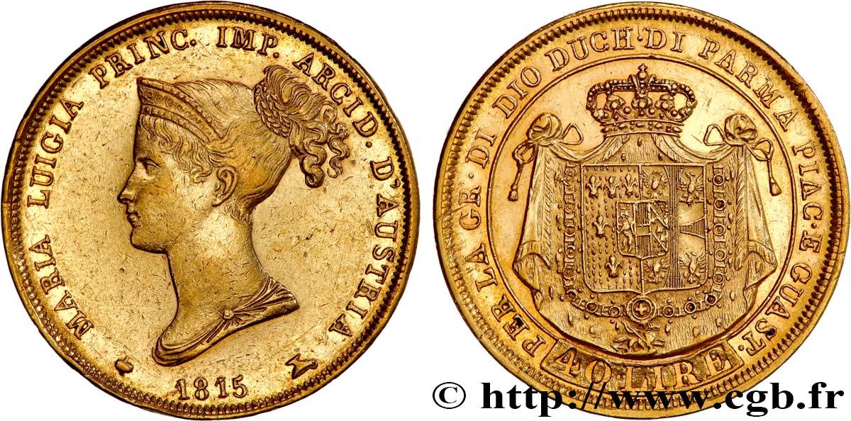 ITALIE - PARME ET PLAISANCE 40 Lire Marie-Louise 1815 Milan TTB/SUP 