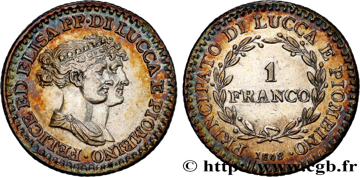 ITALIEN - FÜRSTENTUM LUCQUES UND PIOMBINO - FÉLIX BACCIOCHI AND ELISA BONAPARTE 1 Franco 1808 Florence fVZ 