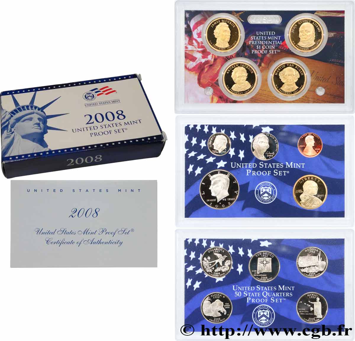 UNITED STATES OF AMERICA PROOF SET - 14 monnaies 2008 S- San Francisco MS 