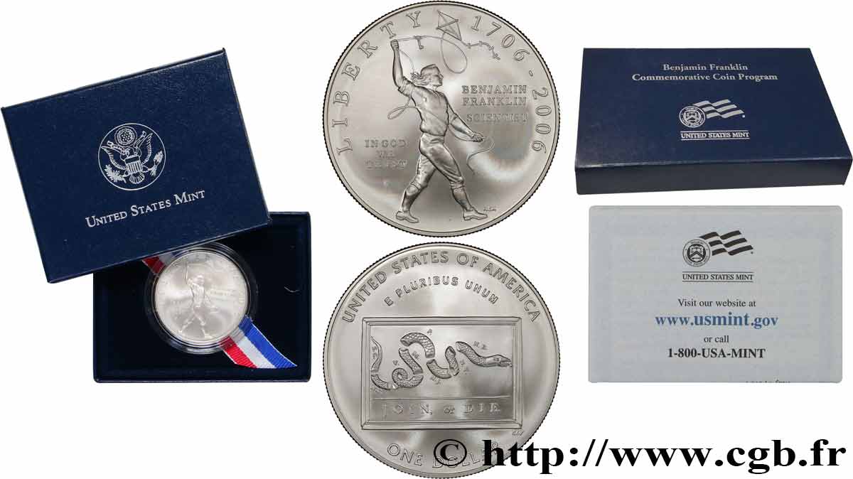 UNITED STATES OF AMERICA 1 dollar - Benjamin Franklin - Tricentenaire 2006 P- Philadelphie MS 