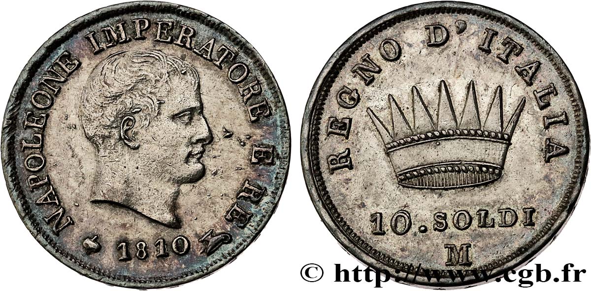 ITALIEN - Königreich Italien - NAPOLÉON I. 10 soldi 1810 Milan fVZ 