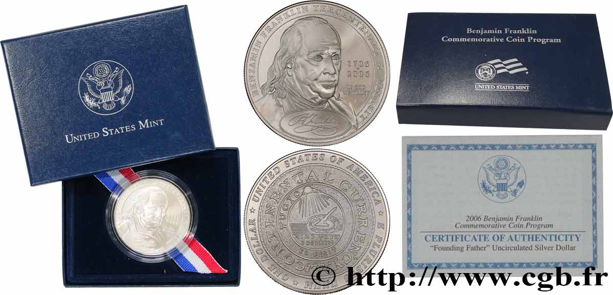 ÉTATS-UNIS D AMÉRIQUE 1 dollar - Benjamin Franklin - Tricentenaire 2006 P- Philadelphie FDC 